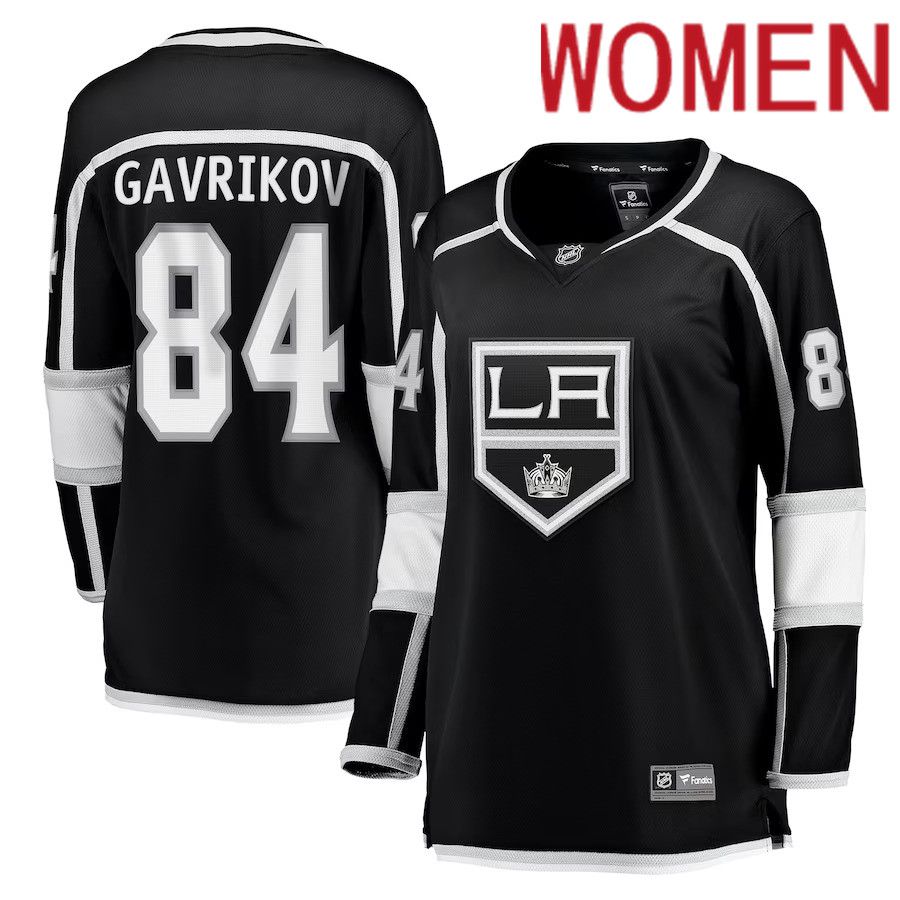 Women Los Angeles Kings #84 Vladislav Gavrikov Fanatics Branded Black Home Breakaway NHL Jersey